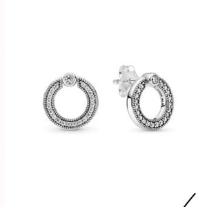 Pandora sterling silver logo circle reversible stud earrings